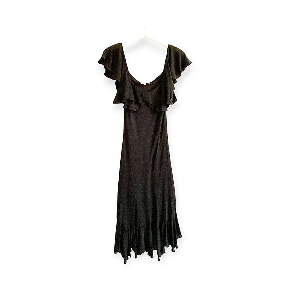 Paul and Joe Scoop Neck Ruffle Silk Maxi Dress, Size 38EU - Picture 1 of 13